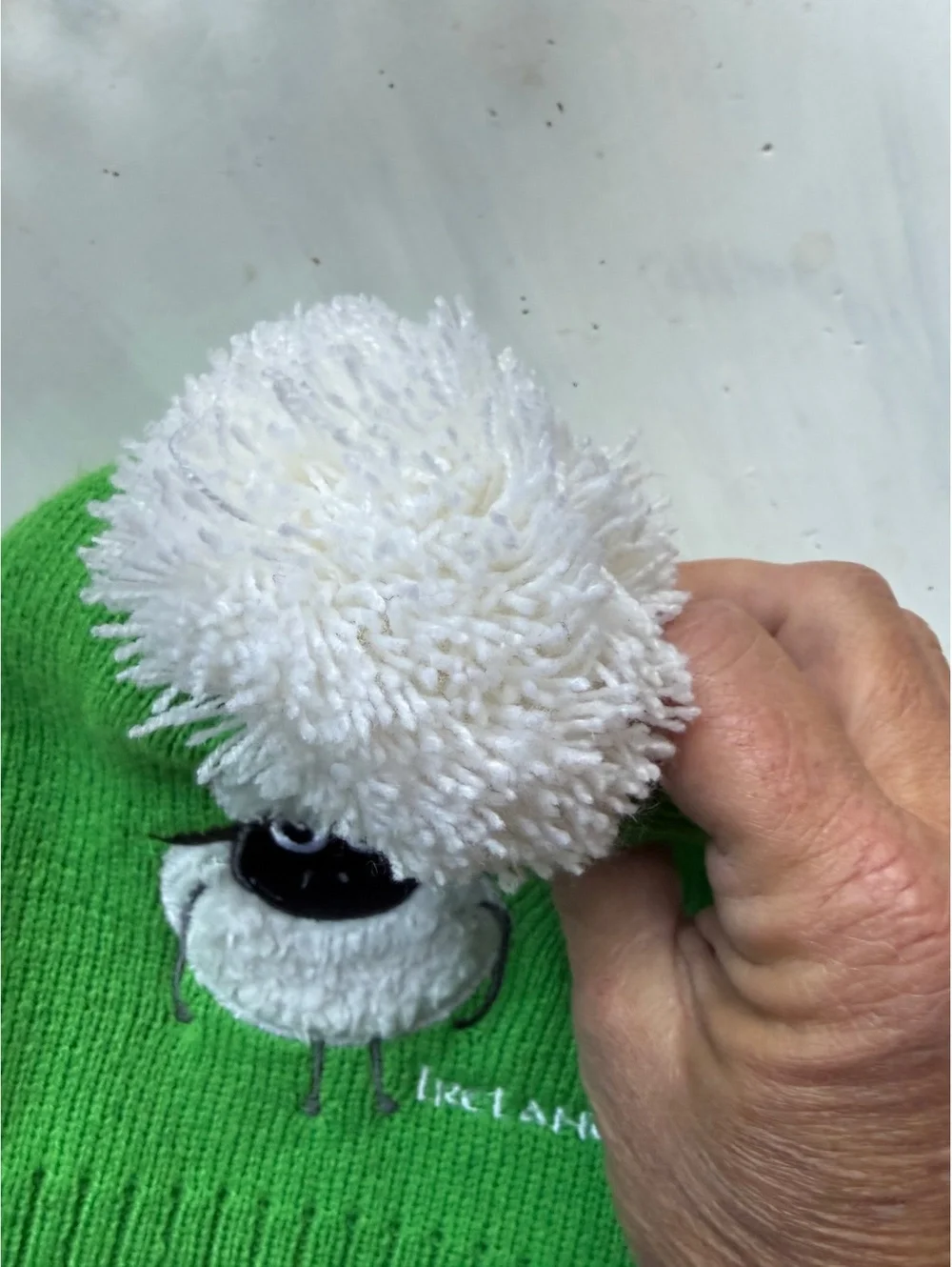Traditional Craftwear Green Wool Beanie Hat with Sheep Pom Pom